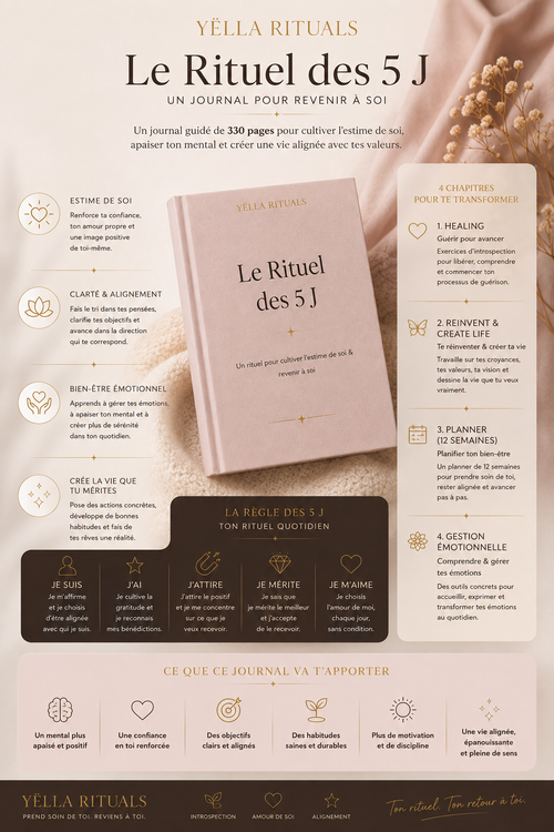 Le Rituel des 5 J | Journal d’introspection, de gestion émotionnelle et planner bien-être 12 semaines
